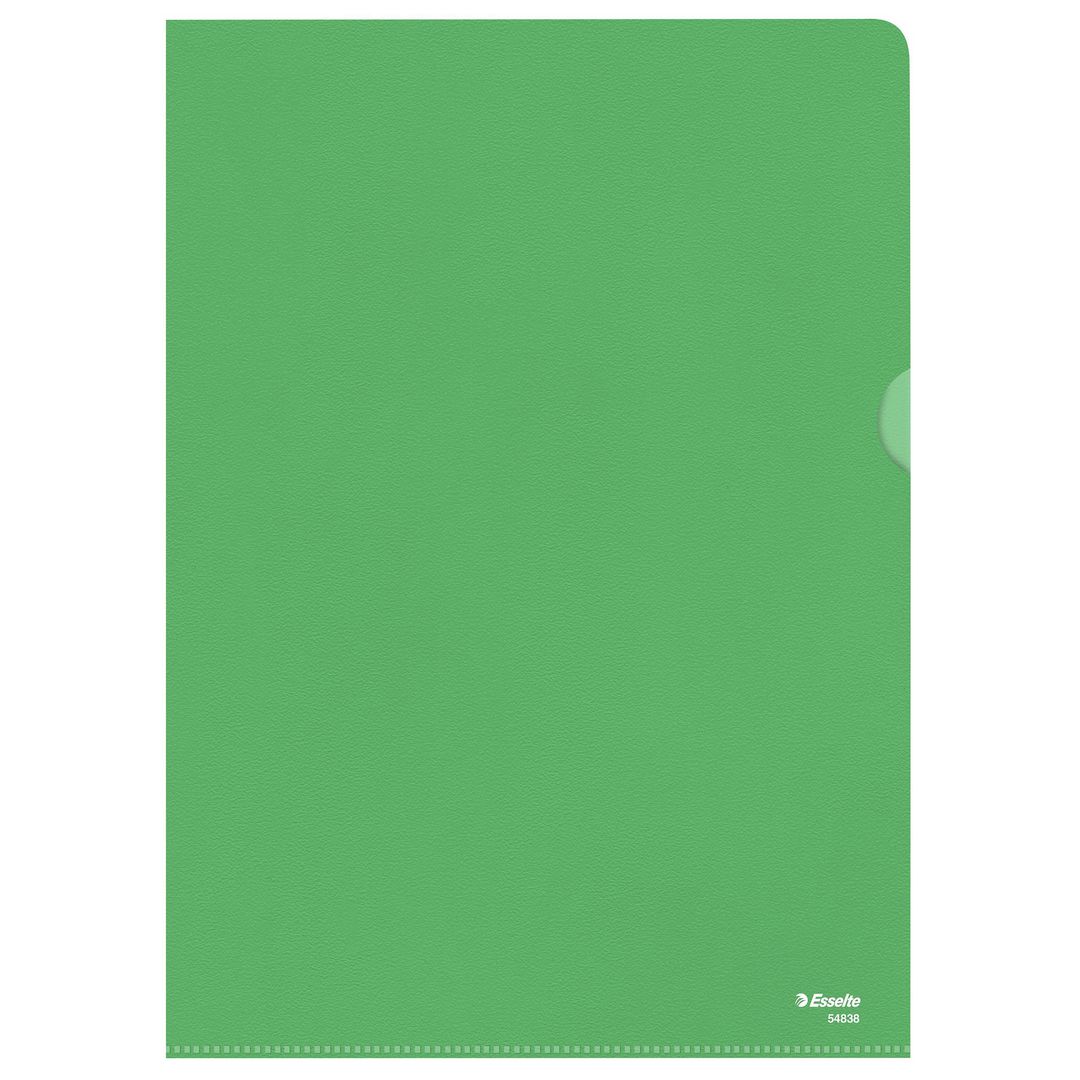 ESSELTE L-formad mapp, A4, 40 ark, grön 100/fp | Kontorsmaterial - Mappar och plastfickor - Plastmappar och aktmappar | Kontorsexperten
