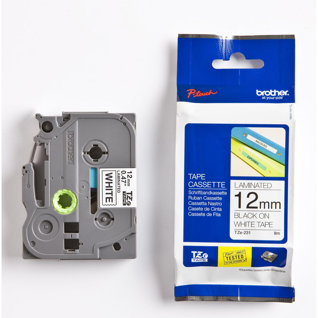 BROTHER Tape TZE231 12mm svart på vit | Kontorsmaskiner - Märkmaskiner och tape - Tape - Brother TZ | Kontorsexperten