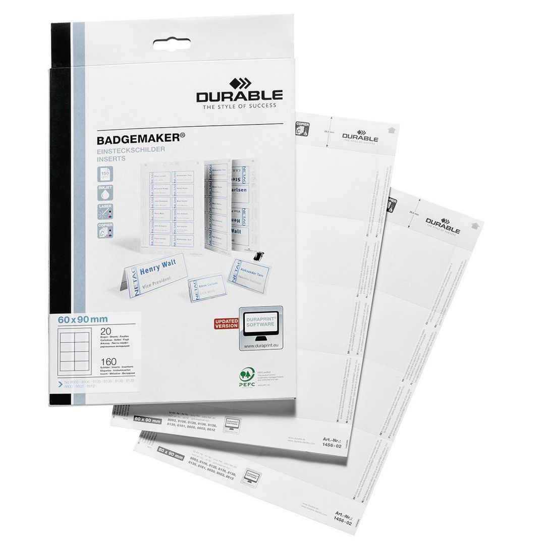 DURABLE Etiketter namnskylt 60x90 20/fp | Kontorsmöbler och inredning - Namnskyltar och korthållare - Namnbrickor | Kontorsexperten