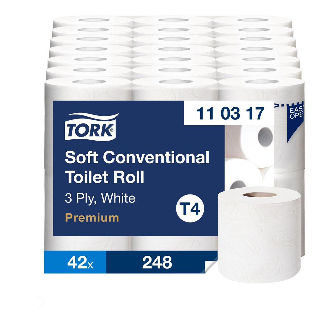 TORK Toalettpapper Premium T4 3-lager vit 42/fp | Städ och hygien - Toalettpapper och torkpapper - Toalettpapper - rulle | Kontorsexperten