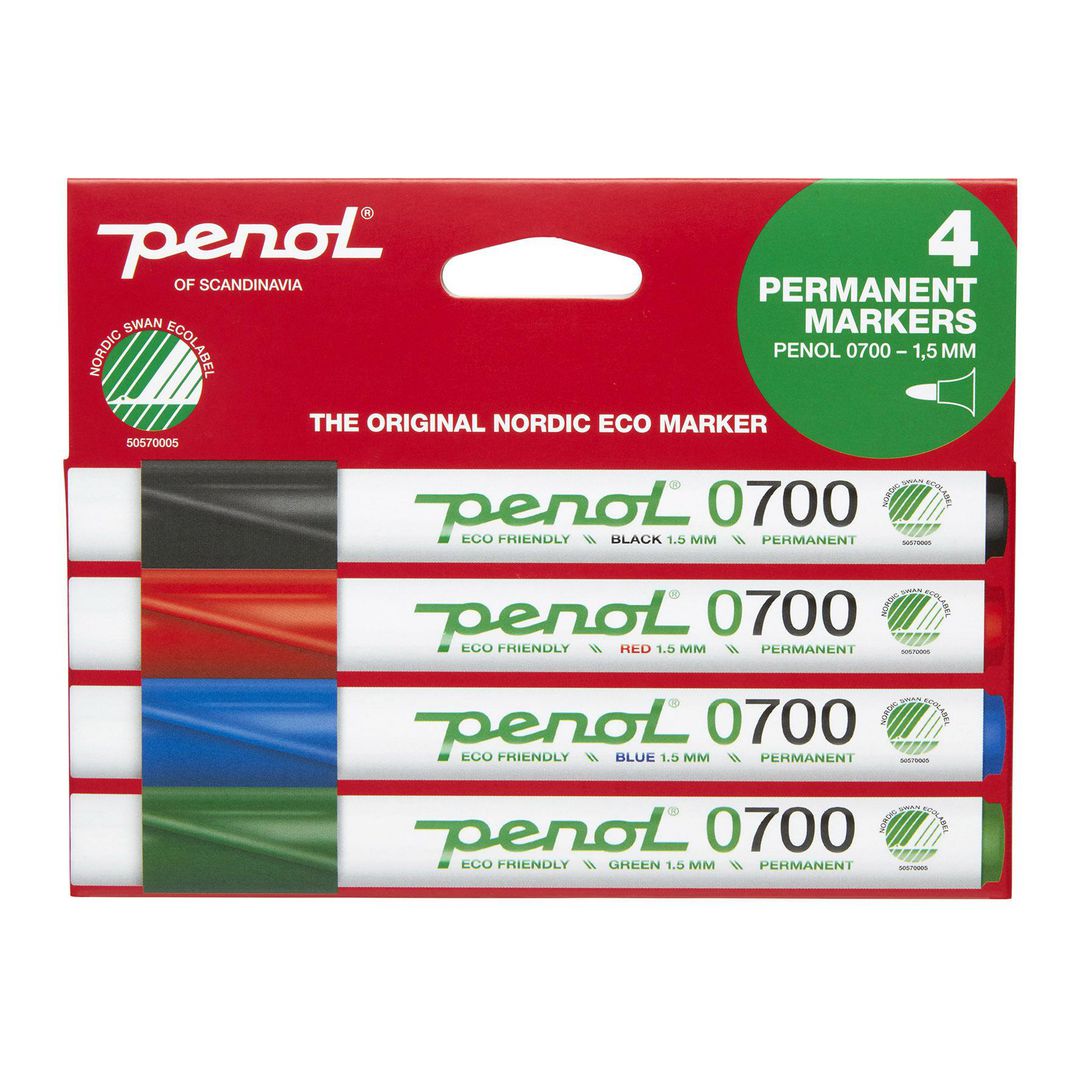 PENOL Märkpenna 0-700 perm 1,5mm 4/fp | Kontorsmaterial - Pennor - Märkpennor - Rund spets | Kontorsexperten
