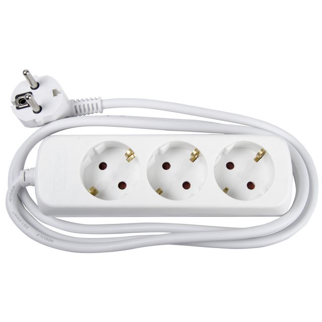 GELIA Grenuttag, AC 250 V, 3 utgångskontakter, vit | Kontorsmöbler och inredning - Elartiklar - Grenuttag | Kontorsexperten