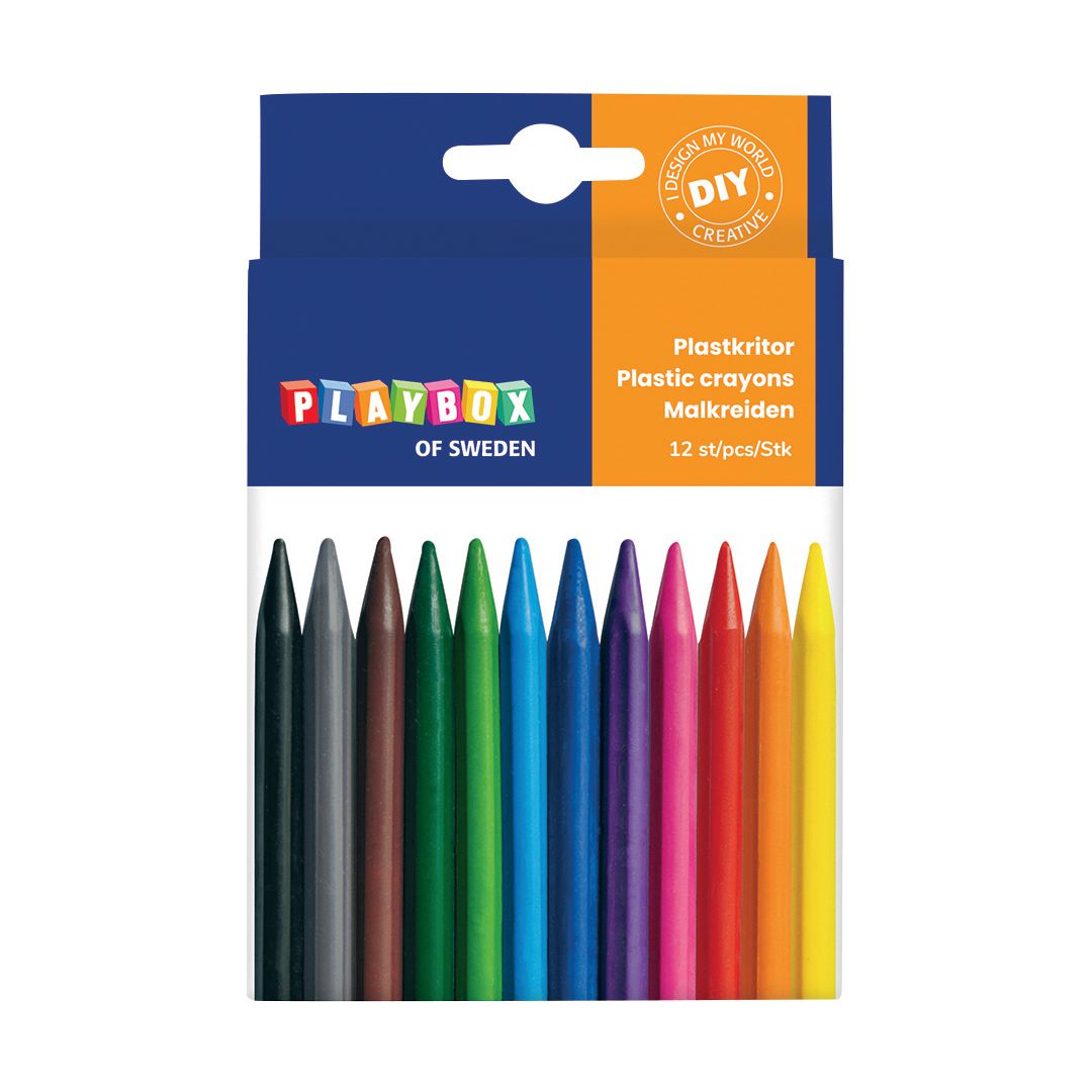 PLAYBOX Plastkrita 12 färger | Skola och förskola - Bild och form - Kritor | Kontorsexperten