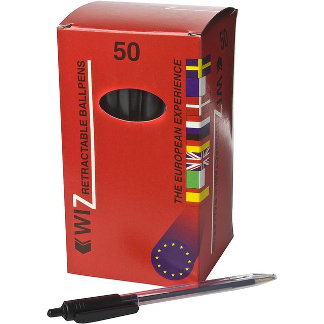 Kulpenna, Wiz, transparent skaft, svart bläck | Kontorsmaterial - Pennor - Kulpennor | Kontorsexperten