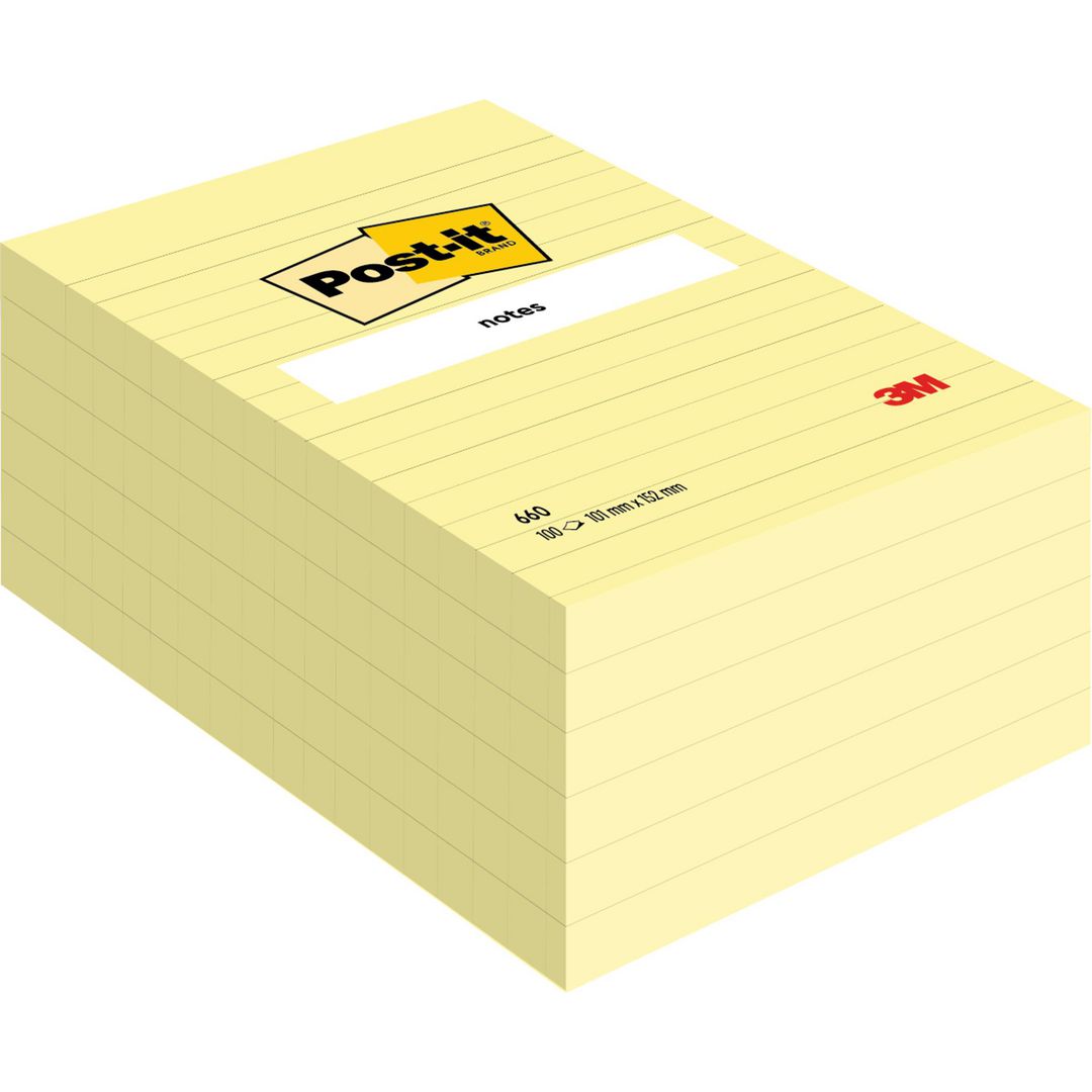 POST-IT Notes linjerade 660-S 102x152mm 75 blad gul | Kontorsmaterial - Notes och Post-It - Notes - Extra stora | Kontorsexperten