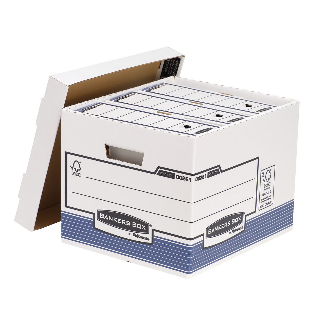 FELLOWES Arkivbox med lock blåvit 10/fp | Kontorsmaterial - Arkivering och kontorsförvaring - Arkivkartonger och boxar | Kontorsexperten