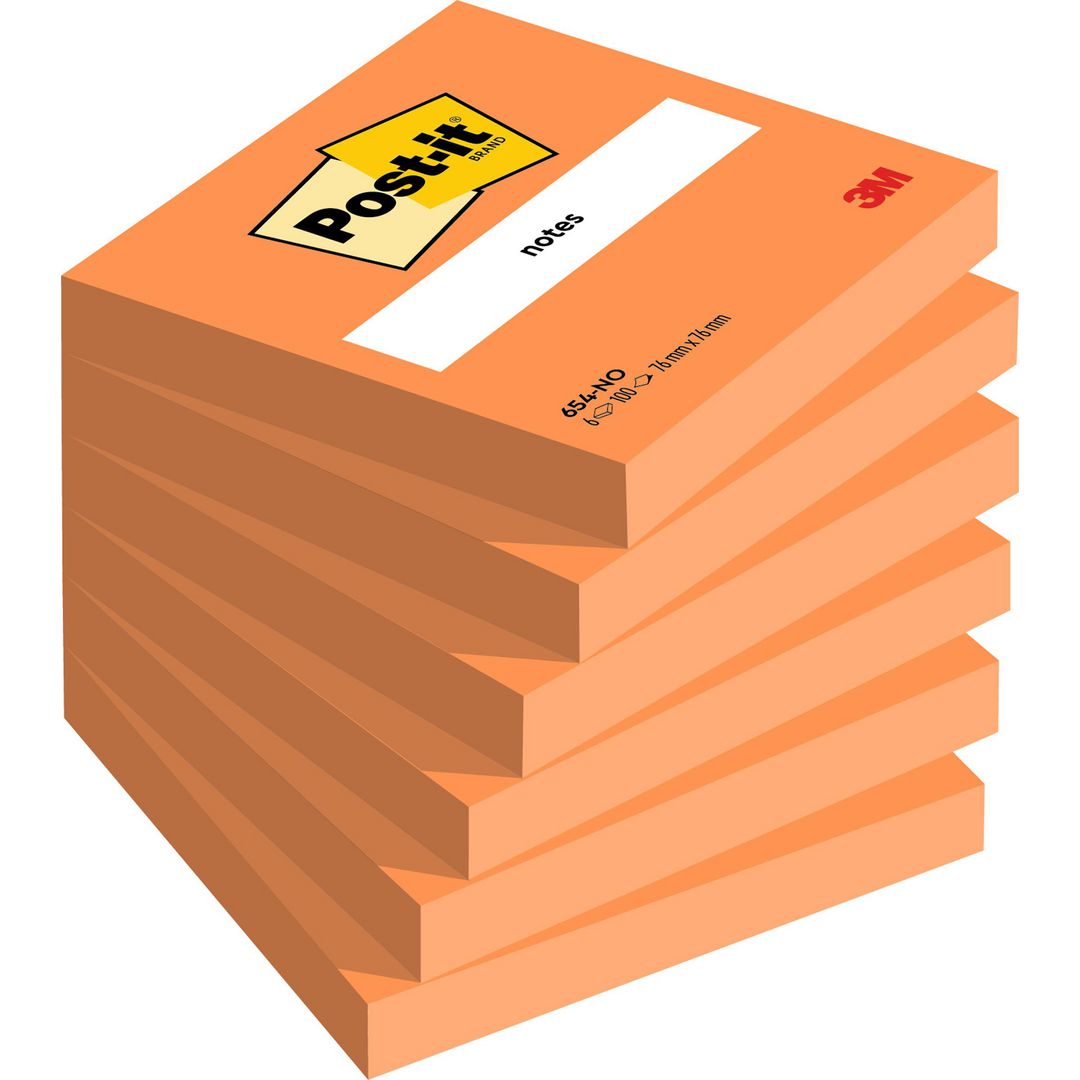 POST-IT Notes, 76 x 76 mm, Neon Orange™, 100 blad | Kontorsmaterial - Notes och Post-It - Notes - Färgade | Kontorsexperten