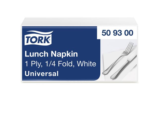 TORK Servett 1-lags 1/4-vikt vit 500/fp | Kök och servering - Servetter och dukar - Servett - 1-lagers | Kontorsexperten