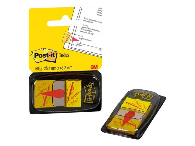 Post-it® Indexflikar med ”Skriv här”-symbol, medium, 25,4 x 43,2 mm, gul, 680-31