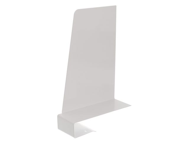 Bokstöd, vertikal, lackerad metall, klämma på höger sida, 27 mm, 200 x 45 x 125 mm, vit | Kontorsmaterial - Till skrivbordet - Bokstöd | Kontorsexperten