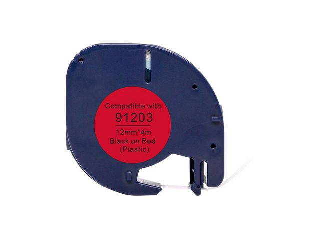 Tape Plast 12mmx4m svart på röd