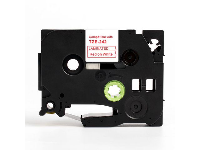 Tape 18mm TZe-242 Röd på Vit | Kontorsmaskiner - Märkmaskiner och tape - Tape - Brother TZ | Kontorsexperten