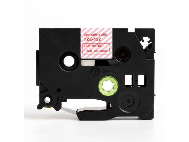 Tape 9mm TZe-122 Röd på Klar | Kontorsmaskiner - Märkmaskiner och tape - Tape - Brother TZ | Kontorsexperten