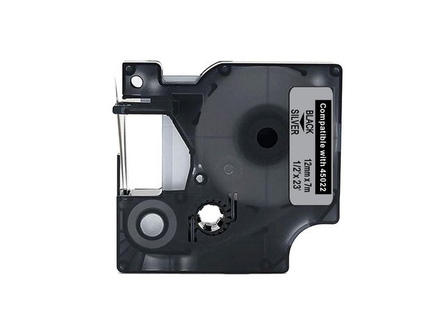 Tape 12mm Svart på Silver | Kontorsmaskiner - Märkmaskiner och tape - Tape - Dymo D1 | Kontorsexperten