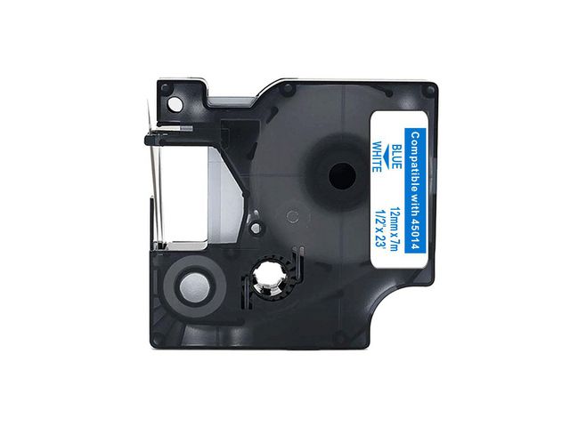 Tape 12mm Blå på Vit | Kontorsmaskiner - Märkmaskiner och tape - Tape - Dymo D1 | Kontorsexperten