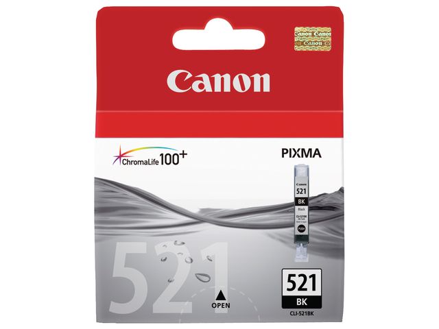 Canon Bläckpatron PIXMA CLI-521 BK, 2933B001, ChromaLife100+-bläck, fotosvart, singelförpackning | Toner och bläck - Bläckpatroner - Bläckpatroner Canon | Kontorsexperten