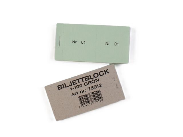 Biljettblock 1-100 grön | Kontorsmaterial - Butiksmaterial - Kösystem och biljetter | Kontorsexperten