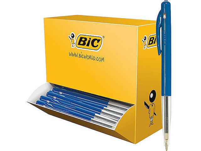BIC® Kulpenna, M10 Clic™ mediumspets 1mm blått skaft blått bläck 100/fp | Kontorsmaterial - Pennor - Kulpennor | Kontorsexperten