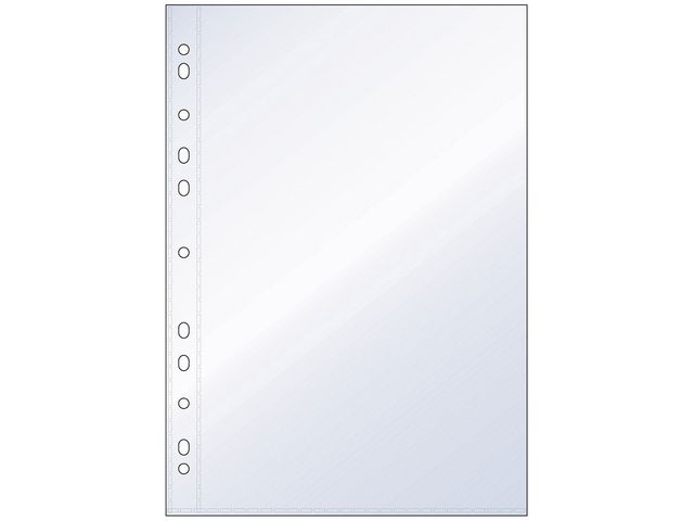 Plastficka, A5, stansad, 70 mikrometer, polyeten, skrovlig, 11 hål, genomskinlig | Kontorsmaterial - Mappar och plastfickor - Plastfickor - Öppen överkant | Kontorsexperten