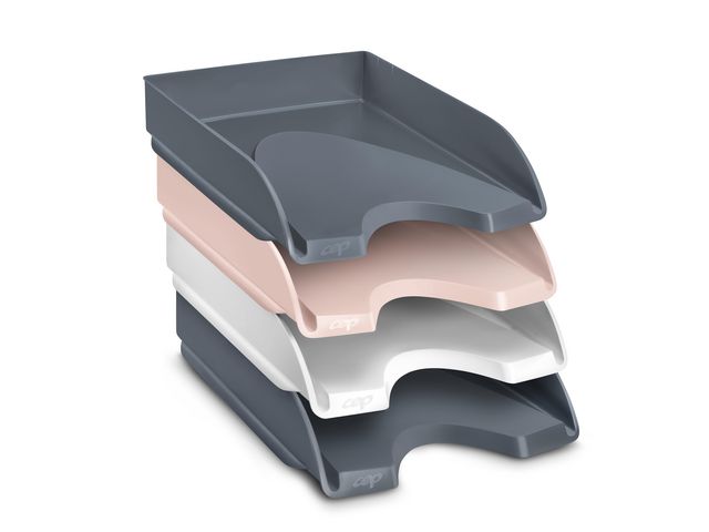 Cep Brevkorg Mineral 4 korgar grå-rosa-vit | Kontorsmaterial - Till skrivbordet - Brevkorgar | Kontorsexperten