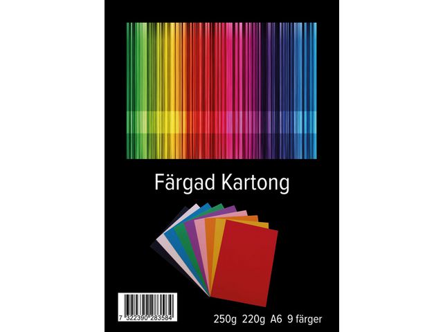 Kartong A6 220g 9 färger | Skola och förskola - Hobbypapper - Kartong | Kontorsexperten