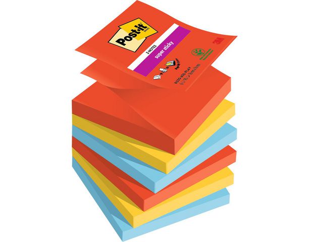 Post-it® Notes Supersticky Z-blad Playful Collection 76x76mm 6/fp | Kontorsmaterial - Notes och Post-It - Notes - Z-block | Kontorsexperten
