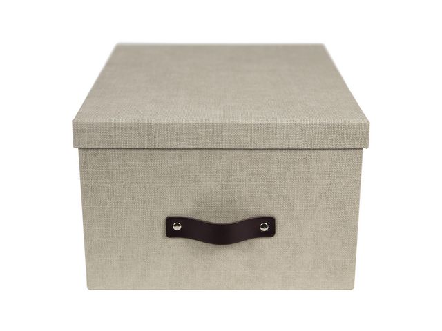 Bigso Box Förvaringsbox med lock kartong linne | Kontorsmaterial - Arkivering och kontorsförvaring - Förvaringslådor | Kontorsexperten