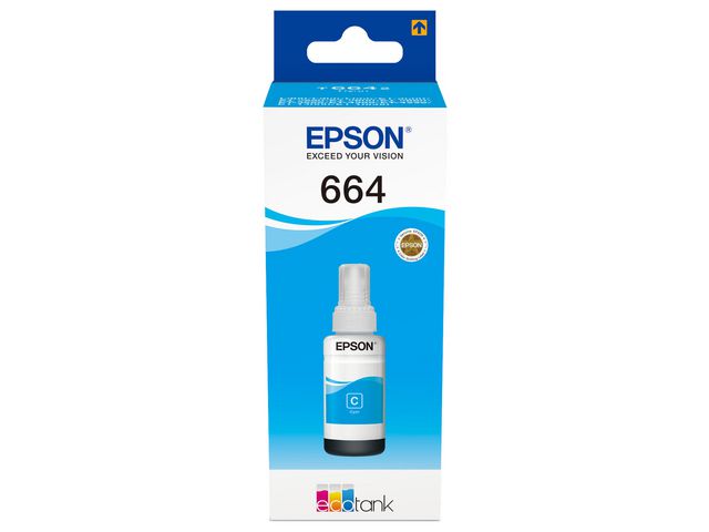 Produktfoto för Epson Bläckrefill, C13T664240, T6642, cyan, singelförpackning