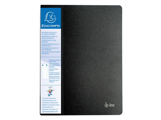 Exacompta Demobok, Up-line A4, 60 fickor, 3-sidig etiketthållare, polypropylen, svart | Kontorsmaterial - Pärmar och register - Demopärmar och demoböcker | Kontorsexperten