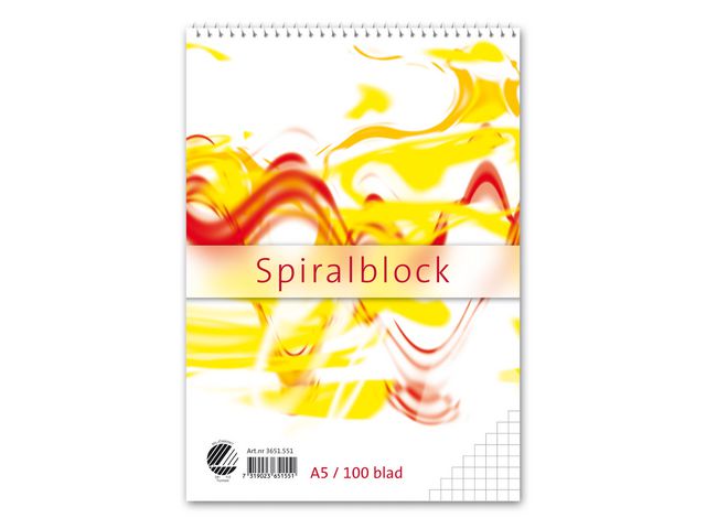 Spiralblock A5 60g 100 blad rutat | Kontorsmaterial - Block och anteckningsböcker - Spiralblock | Kontorsexperten