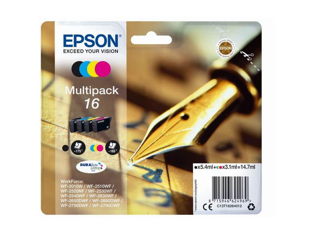 Epson Bläckpatron C13T16264012 BK/C/M/Y | Toner och bläck - Bläckpatroner - Bläckpatroner Epson | Kontorsexperten
