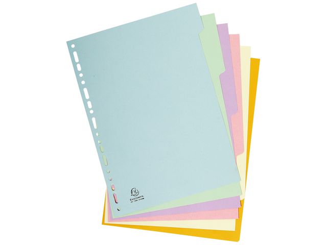 Exacompta Tom avdelare, Forever®, presspan, 6 delar, A4, olika pastellfärger | Kontorsmaterial - Pärmar och register - Pappersregister | Kontorsexperten