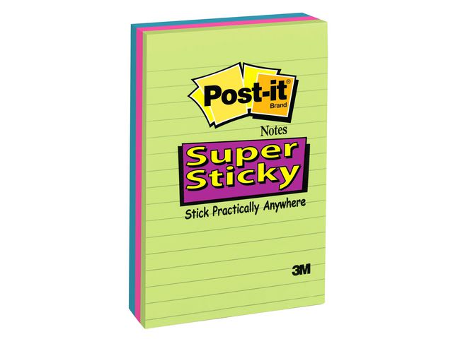 Post-it® Notes SS linjerade 102x152mm Rainbow | Kontorsmaterial - Notes och Post-It - Notes - Extra sticky | Kontorsexperten