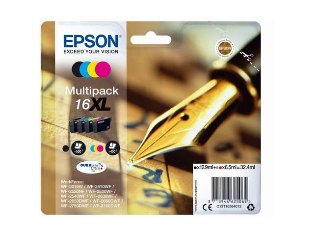 Epson Bläckpatron C13T16364012 BK/C/M/Y | Toner och bläck - Bläckpatroner - Bläckpatroner Epson | Kontorsexperten