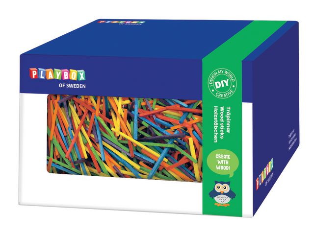 PLAYBOX Träpinnar 50x2,5mm färgade 3500/fp | Skola och förskola - Hobbymaterial - Pyssel - Trä | Kontorsexperten
