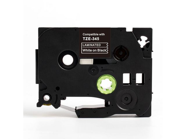 Tape 18mm TZe-345 Vit på Svart | Kontorsmaskiner - Märkmaskiner och tape - Tape - Brother TZ | Kontorsexperten