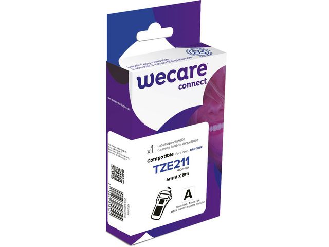 Wecare Tape 6mm TZe-211 Svart på Vit | Kontorsmaskiner - Märkmaskiner och tape - Tape - Brother TZ | Kontorsexperten