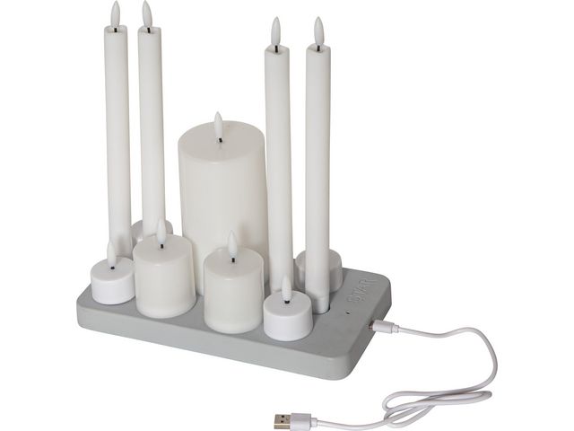 STAR TRADING Ljus Mix Flamme Charge LED laddbricka vit | Kök och servering - Ljus och tillbehör - LED-Ljus | Kontorsexperten