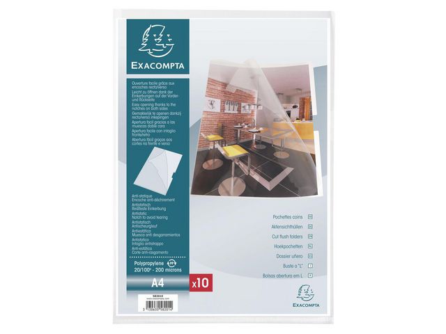 Exacompta Aktmapp A4 0,20mm klar 10/fp | Kontorsmaterial - Mappar och plastfickor - Plastfickor - Öppen överkant | Kontorsexperten