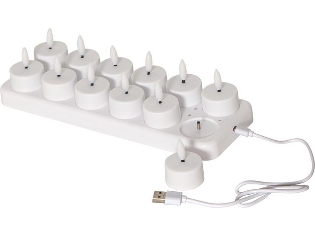 STAR TRADING Värmeljus Flamme Charge LED laddbricka vit | Kök och servering - Ljus och tillbehör - LED-Ljus | Kontorsexperten