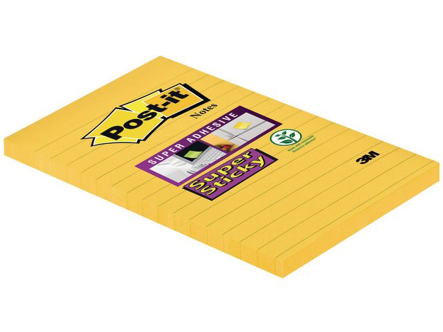 Post-it® Notes SS linjerade 660-S 102x152mm 75 blad neon gul | Kontorsmaterial - Notes och Post-It - Notes - Extra sticky | Kontorsexperten