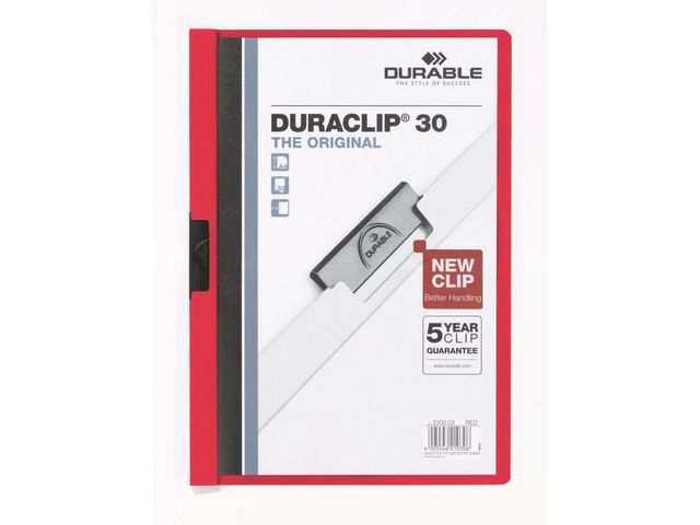 Produktfoto för Durable Klämmapp Duraclip 2200 A4 3mm röd
