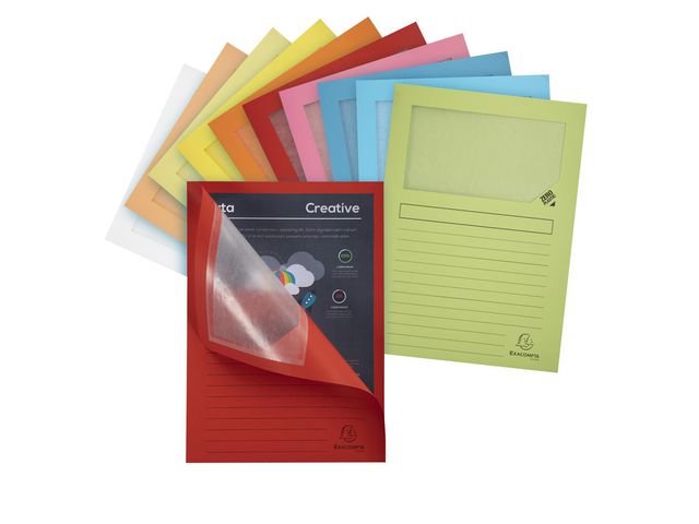 Exacompta Aktmapp med fönster A4 160g sorterade färger 100/fp | Kontorsmaterial - Mappar och plastfickor - Plastmappar och aktmappar | Kontorsexperten