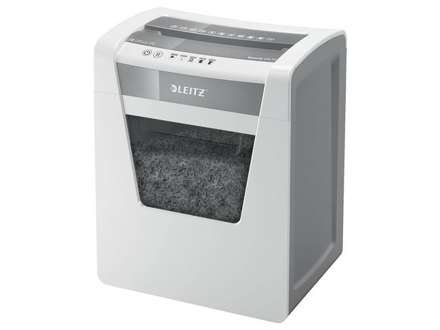 Produktfoto för Leitz Dokumentförstörare, Leitz IQ Office P5 Micro Cut Shredder, 10 ark, pappersuppsamlare på 23 liter, strimlar: Papper, häftklamrar och gem