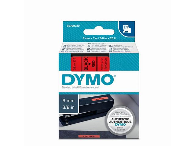 Dymo Tape D1 9mm svart på röd | Kontorsmaskiner - Märkmaskiner och tape - Tape - Dymo D1 | Kontorsexperten