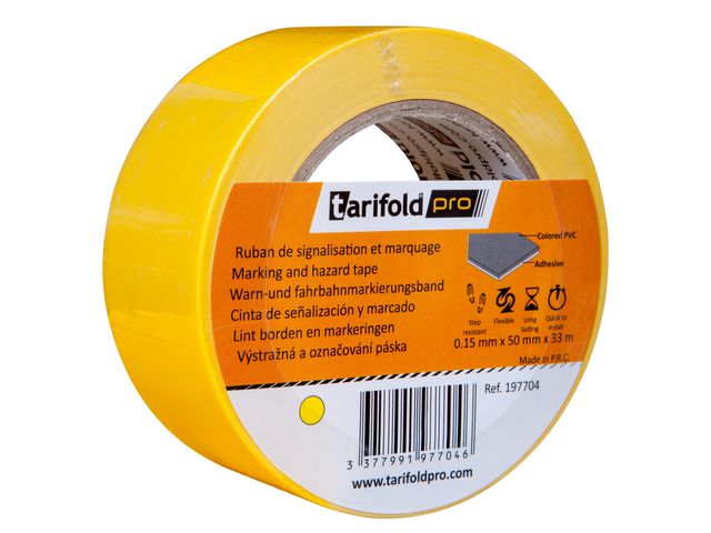 TARIFOLD Golvmarkering rulle 50mmx33m gul | Skyddsutrustning - Säkerhetsmärkning och skyltar - Tejper och symboler | Kontorsexperten