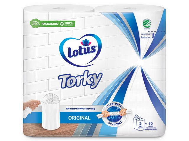 Tork Torkrulle Lotus Torky 1-lag vit 12/fp | Städ och hygien - Toalettpapper och torkpapper - Torkrullar | Kontorsexperten