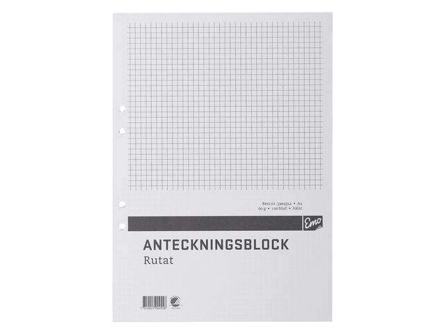 Anteckningsblock A4 100 blad rutat hålat TräFritt | Kontorsmaterial - Block och anteckningsböcker - Anteckningsblock | Kontorsexperten