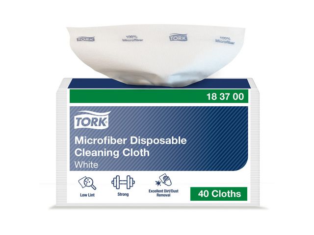 TORK Mikrofiberduk engångs vit 40/fp | Städ och hygien - Städdukar och diskdukar - Städdukar - Mikro | Kontorsexperten