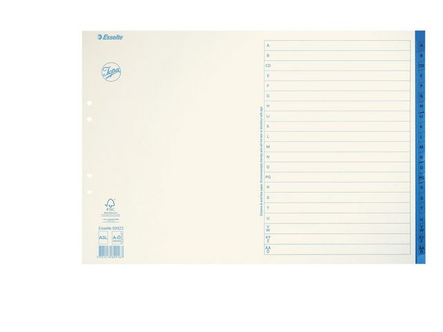 Jopa Pappersregister, otryckt, kraft, A-Ö, A3L, vit | Kontorsmaterial - Pärmar och register - Pappersregister | Kontorsexperten